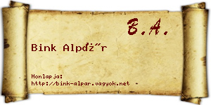 Bink Alpár névjegykártya